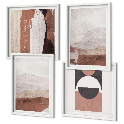 Set de 4 cuadros para salón Patrones abstractos marrones