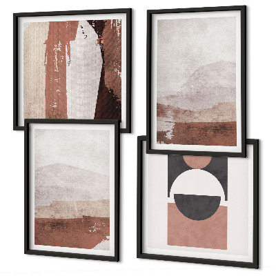 Set de 4 cuadros para salón Patrones abstractos marrones