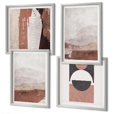 Set de 4 cuadros para salón Patrones abstractos marrones