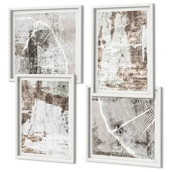 Galería de pared con patrones abstractos en color blanco y marrón