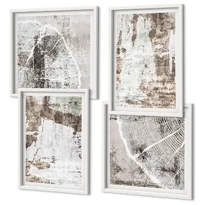 Galería de pared con patrones abstractos en color blanco y marrón