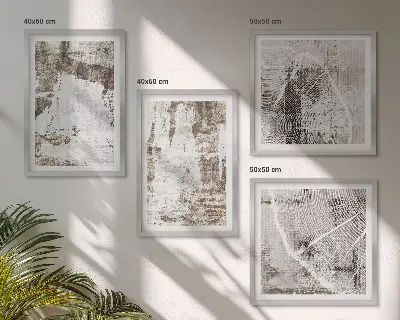 Galería de pared con patrones abstractos en color blanco y marrón