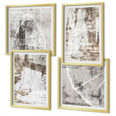 Galería de pared con patrones abstractos en color blanco y marrón