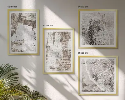 Galería de pared con patrones abstractos en color blanco y marrón
