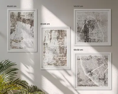 Galería de pared con patrones abstractos en color blanco y marrón