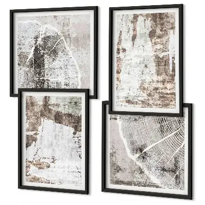 Galería de pared con patrones abstractos en color blanco y marrón
