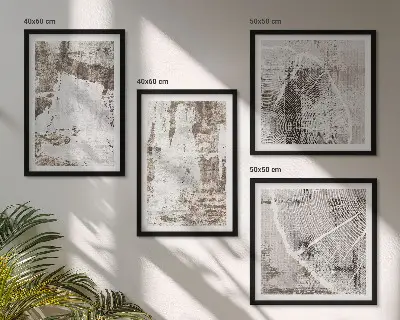 Galería de pared con patrones abstractos en color blanco y marrón