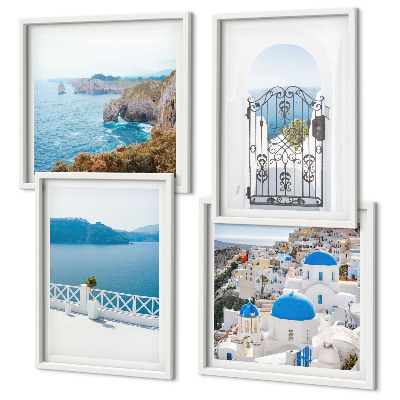 Set de cuadros modernos para salón Arquitectura marítima de Grecia