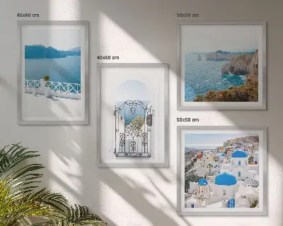 Set de cuadros modernos para salón diseño arquitectura marítima de Grecia