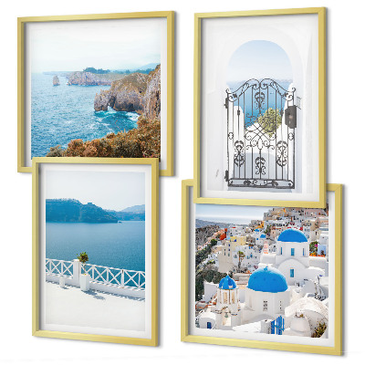Set de cuadros modernos para salón Arquitectura marítima de Grecia
