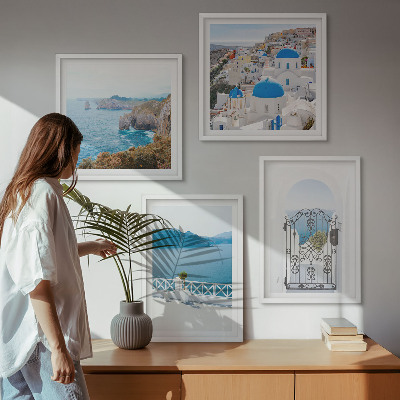 Set de cuadros modernos para salón Arquitectura marítima de Grecia