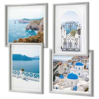 Set de cuadros modernos para salón Arquitectura marítima de Grecia
