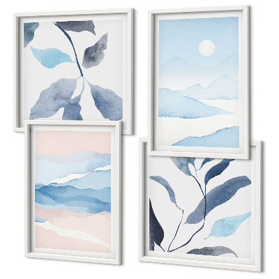 Galería de pared Paisajes de montaña, plantas en acuarela