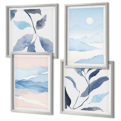 Galería de pared Paisajes de montaña, plantas en acuarela