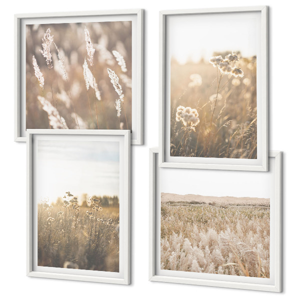 Galería de pared Flores de césped paisajístico cálidas