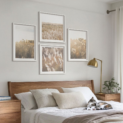 Galería de pared Flores de césped paisajístico cálidas