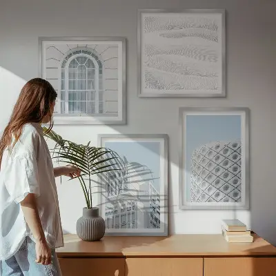 Set de cuadros modernos para salón diseño de geometría de la arquitectura moderna