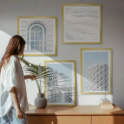 Set de cuadros modernos para salón diseño de geometría de la arquitectura moderna
