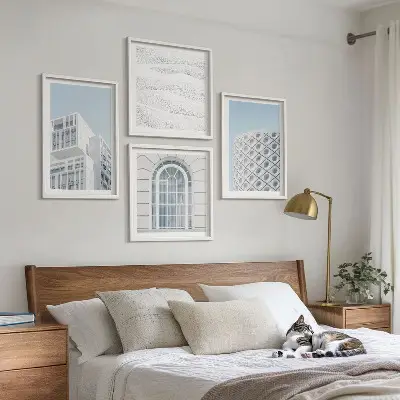 Set de cuadros modernos para salón diseño de geometría de la arquitectura moderna