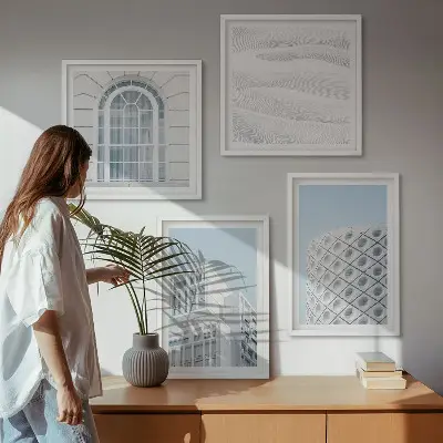 Set de cuadros modernos para salón diseño de geometría de la arquitectura moderna