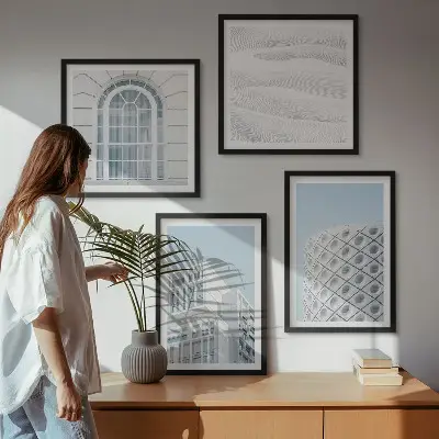 Set de cuadros modernos para salón diseño de geometría de la arquitectura moderna