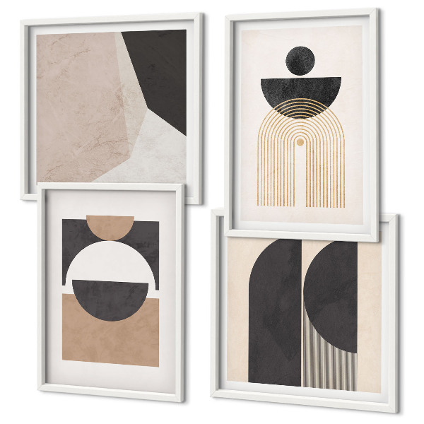 Set de cuadros modernos para salón Formas abstractas beige marrón