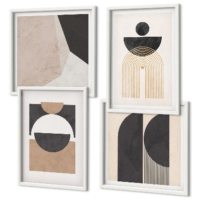 Set de cuadros modernos para salón Formas abstractas beige marrón
