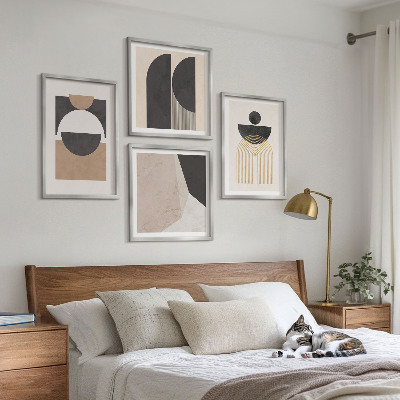 Set de cuadros modernos para salón Formas abstractas beige marrón