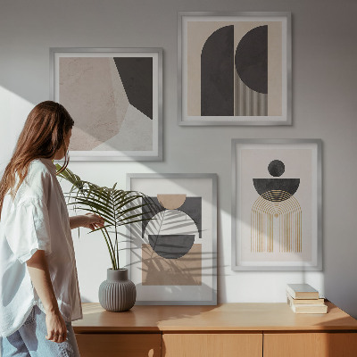 Set de cuadros modernos para salón Formas abstractas beige marrón
