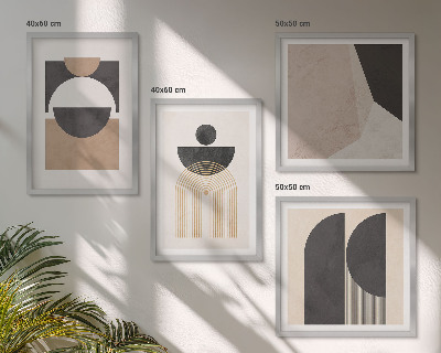 Set de cuadros modernos para salón Formas abstractas beige marrón