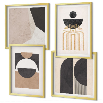 Set de cuadros modernos para salón Formas abstractas beige marrón