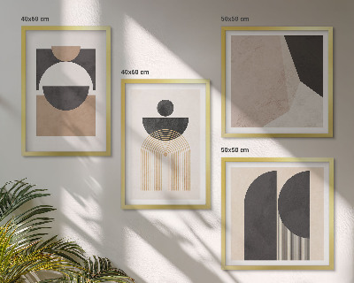 Set de cuadros modernos para salón Formas abstractas beige marrón
