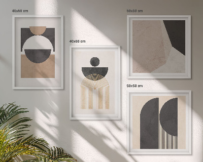 Set de cuadros modernos para salón Formas abstractas beige marrón