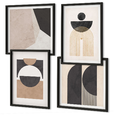 Set de cuadros modernos para salón Formas abstractas beige marrón