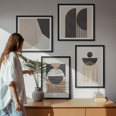 Set de cuadros modernos para salón Formas abstractas beige marrón