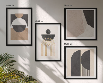Set de cuadros modernos para salón Formas abstractas beige marrón