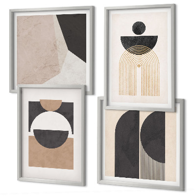 Set de cuadros modernos para salón Formas abstractas beige marrón