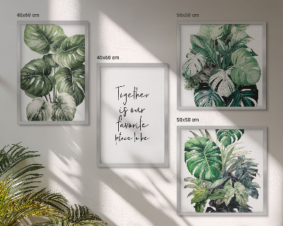Set de cuadros modernos para salón Decoración con hojas tropicales verdes