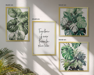 Set de cuadros modernos para salón Decoración con hojas tropicales verdes