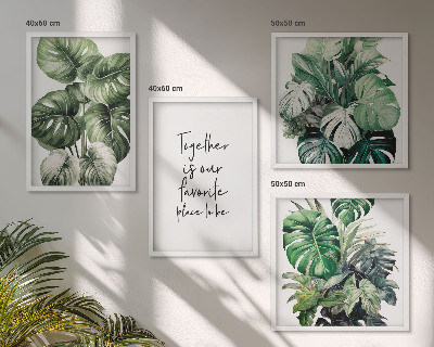 Set de cuadros modernos para salón Decoración con hojas tropicales verdes