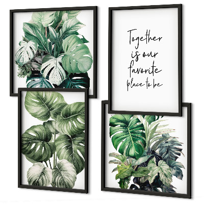 Set de cuadros modernos para salón Decoración con hojas tropicales verdes