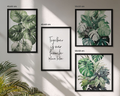 Set de cuadros modernos para salón Decoración con hojas tropicales verdes