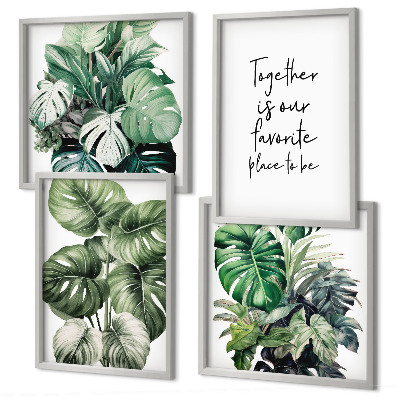Set de cuadros modernos para salón Decoración con hojas tropicales verdes