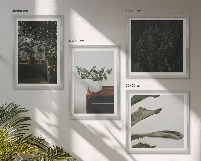 Set de 4 cuadros de plantas rústicas en maceta decoración para salón