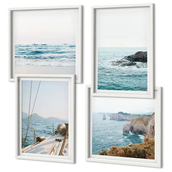 Set de cuadros modernos para salón vistas de paisaje costero