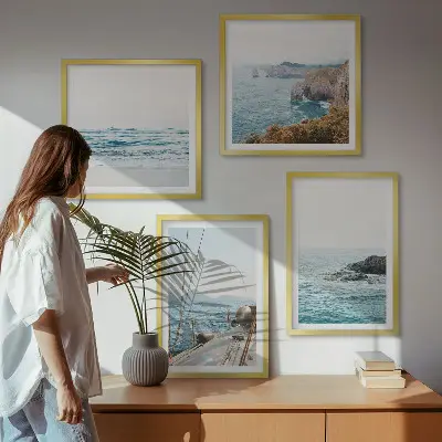 Set de cuadros modernos para salón vistas de paisaje costero