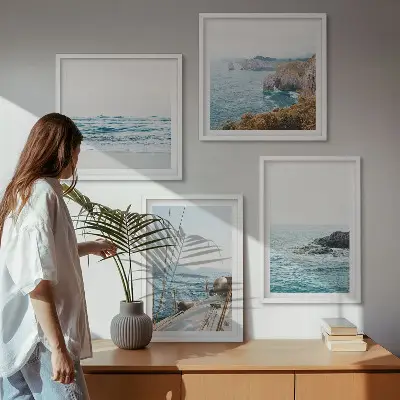 Set de cuadros modernos para salón vistas de paisaje costero
