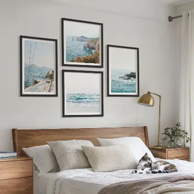 Set de cuadros modernos para salón vistas de paisaje costero