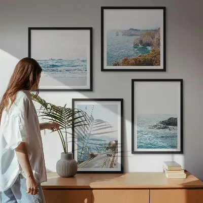 Set de cuadros modernos para salón vistas de paisaje costero