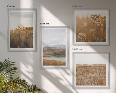 Set de 4 cuadros para salón Paisajes prados montañas lago